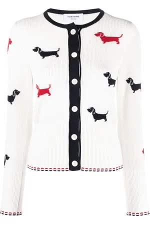 Thom Browne Intarsia-knit Hector cotton cardigan