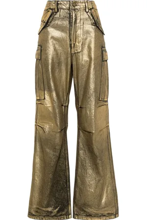 R13 Foiled wide-leg jeans