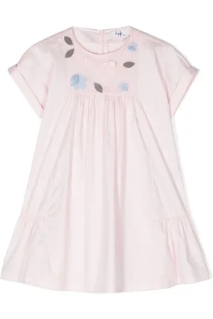 Il gufo Floral-appliqué flared dress