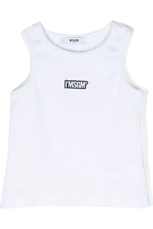 Msgm Logo-embroidered fine-ribbed tank top