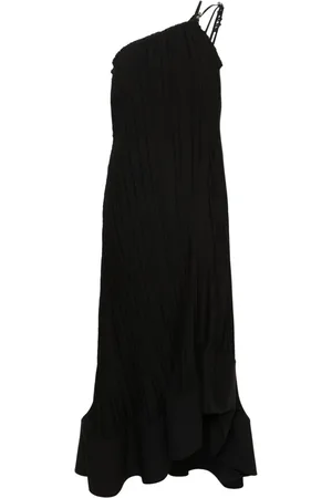 Lanvin Asymmetric plissé maxi dress
