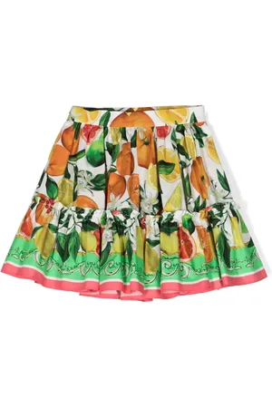 Dolce & Gabbana Fruit-print tiered cotton skirt