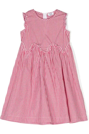Il gufo Gingham-checked cotton flared dress