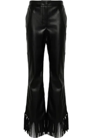 Twin-Set Lace-trim pleated cropped trousers