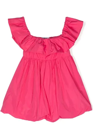 Msgm Logo-embroidered taffeta dress