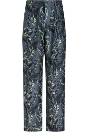 Etro Foliage-print silk trousers