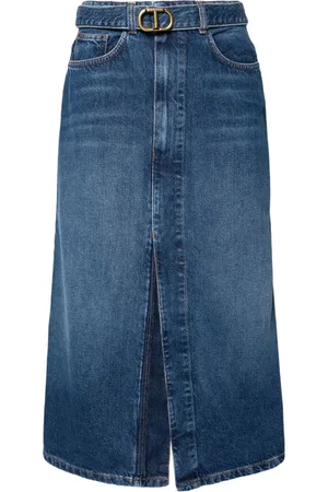 Twin-Set Belted midi denim skirt