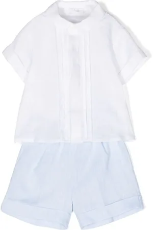 Il gufo Semi-sheer linen shorts set