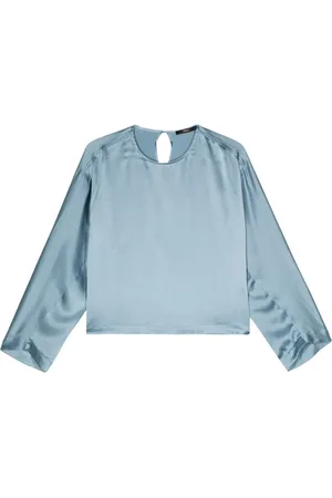 SEVENTY BY SERGIO TEGON Drop-shoulder satin-finish blouse