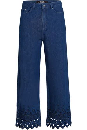 Karl Lagerfeld Broderie-anglaise cropped jeans