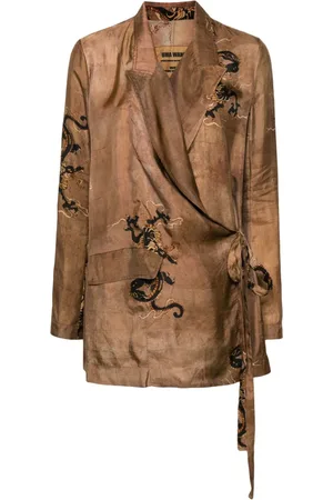 UMA WANG Dragon-print wrap jacket