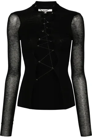 MANURI Lace-up m??lange top