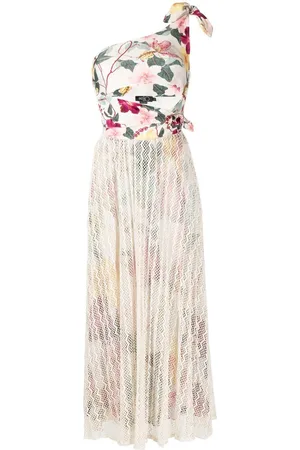 PATBO Hibiscus floral-print one-shoulder dress