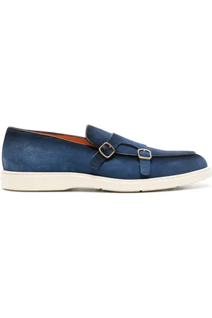 santoni Double-buckle suede loafers