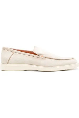 santoni Almond-toe suede loafers