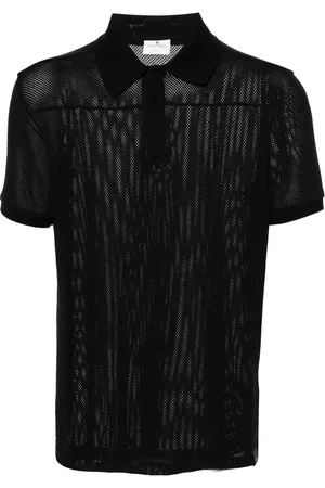 Courrèges Logo-patch mesh polo shirt