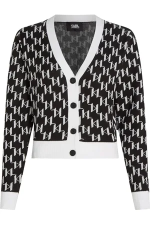 Karl Lagerfeld Monogram-intarsia cropped cardigan