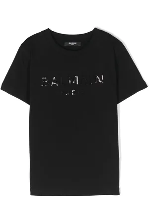 Balmain Logo-sequin cotton T-shirt