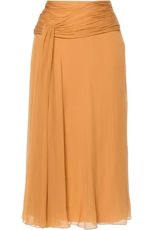 Alberta Ferretti slit suede skirt - Brown