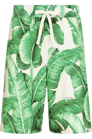 Dolce & Gabbana Leaf-print cotton track shorts