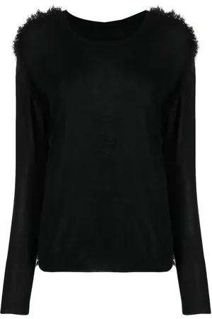 UMA WANG Fine-knit frayed jumper