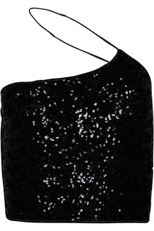 Oseree Sequin-embellished crop top