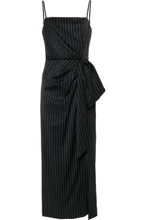 Msgm Pinstripe knotted-waist midi dress