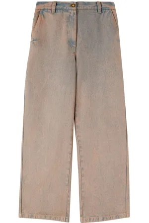 Palm Angels Overdyed logo-embroidered wide-leg jeans