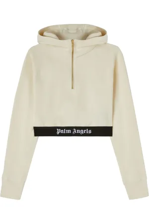 Palm Angels Logo-tape cropped hoodie