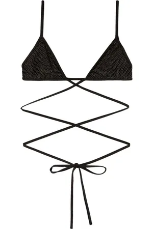 Palm Angels Lurex criss-cross bikini top