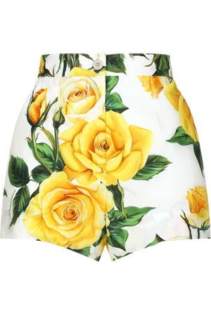 Dolce & Gabbana Yellow Rose cotton shorts