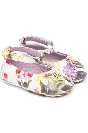 Dolce & Gabbana Floral-print leather ballerina shoes