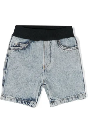 Emporio Armani Ribbed-waistband denim shorts