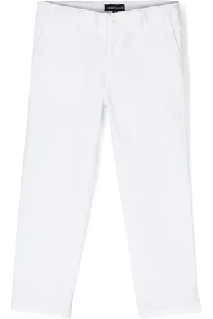 Monnalisa pressed-crease tapered twill trousers - White