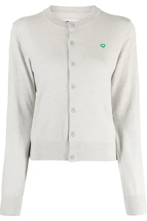 Chocoolate Heart-patch button-up cardigan