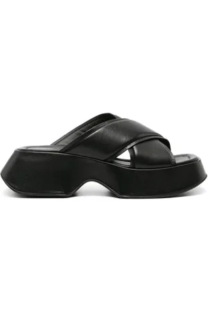 vic matiè Crossover-strap leather slides