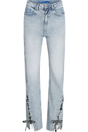 Karl Lagerfeld High-rise lace-up jeans