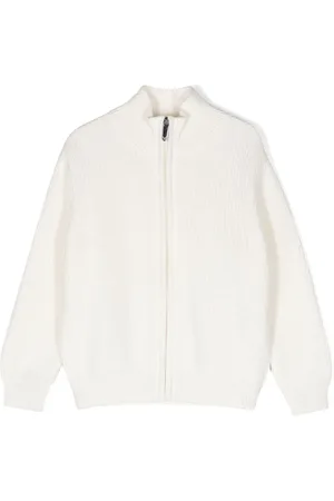 Il Gufo ruffle-trim zip-up jacket - White