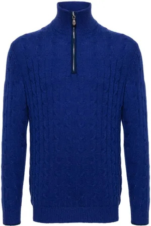 N.PEAL Cable-knit half-zip jumper