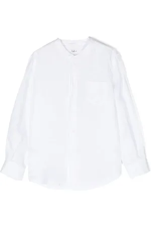 Il gufo Band-collar linen shirt