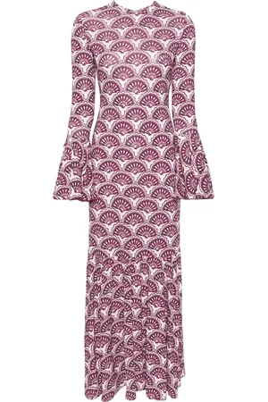La DoubleJ Alba Fans-print maxi dress