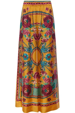 La DoubleJ Graphic-print silk palazzo pants