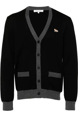 Maison Kitsuné Fox-patch wool cardigan