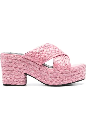 Sergio Rossi 85mm woven-raffia mules