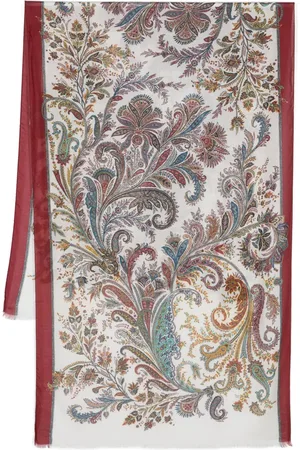 Etro Paisley-jacquard frayed scarf