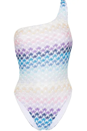 Missoni Knitted-overlay one-shoulder swimsuit