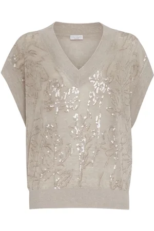 Brunello Cucinelli Sequin-embellished knitted vest