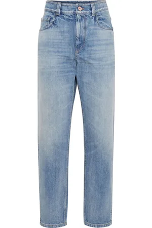Brunello Cucinelli Logo-patch tapered jeans