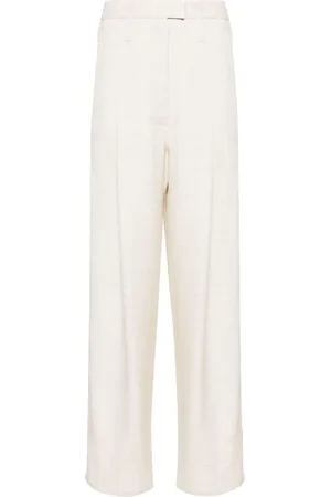 Serafini Slub pleated straight trousers