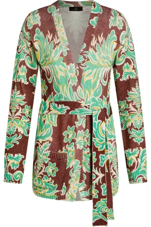 Etro Paisley-print belted cardigan